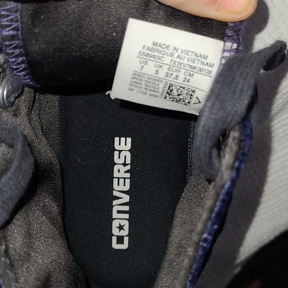 CONVERSE Velvet Size 7 Navy High-Top Sneakers with Studs - Picture 11 of 15